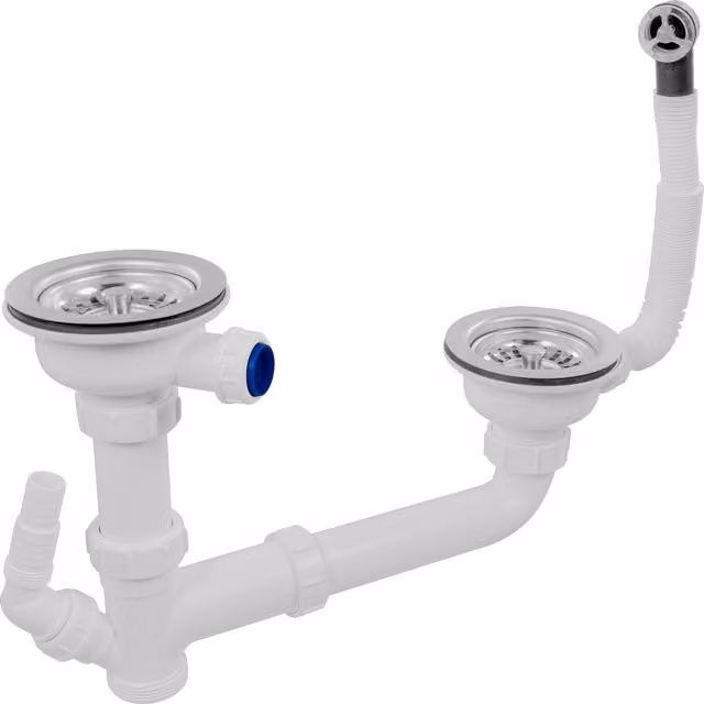 McAlpine White Kitchen Sink Waste Kit with 2 Basket Strainer Wastes (No Trap)