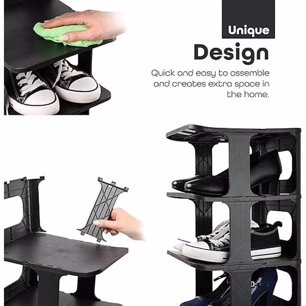 PAWNORA 5 Tier Vertical Freestanding Shoe Rack Stand in Black – 3