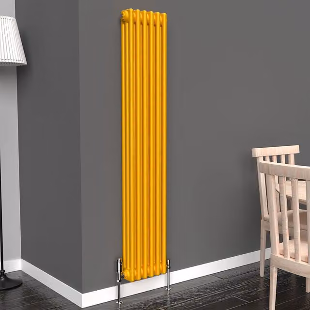 Lux Heat Vertical Coloured Column Radiator in Sunflower Yellow, H 150 cm x W 29 cm
