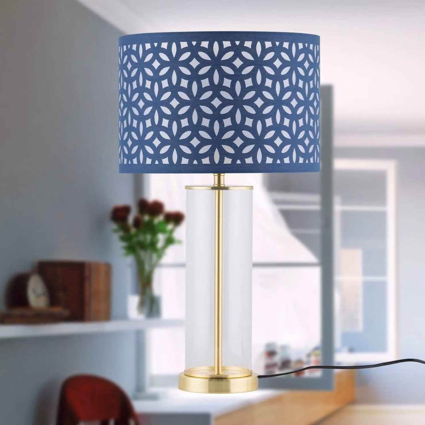 First Choice Lighting Aura Set of 2 Table Lamps in Gold and Blue – 4