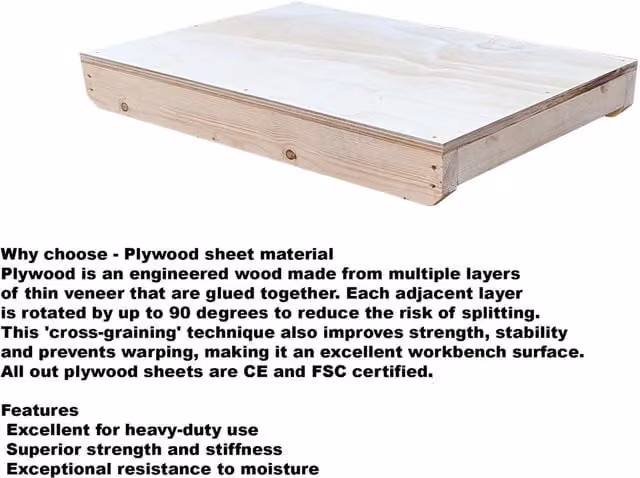 Arbor Garden Solutions Plywood Top Workbench with Back Panel in Natural Wood