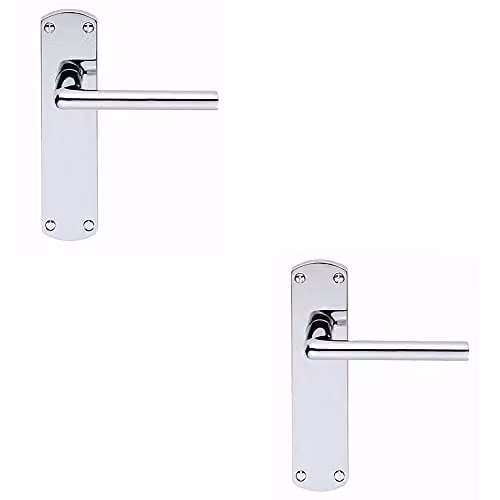 Loops 2 Pack Rounded Straight Bar Handle on Latch Backplate, Polished Chrome, 170 x 42 mm