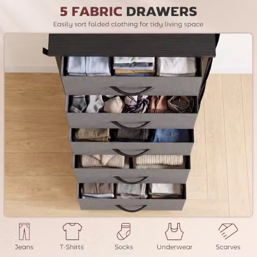 HOMCOM Modern Grey Wall Mounted Chest of Drawers for your Bedroom – 3