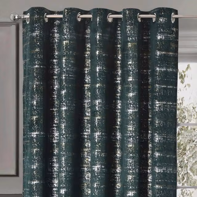 Intimates Warwick Green Blackout Eyelet Curtains, Thermal Insulating Chenille Velvet, Width: 168 cm, Drop: 183 cm