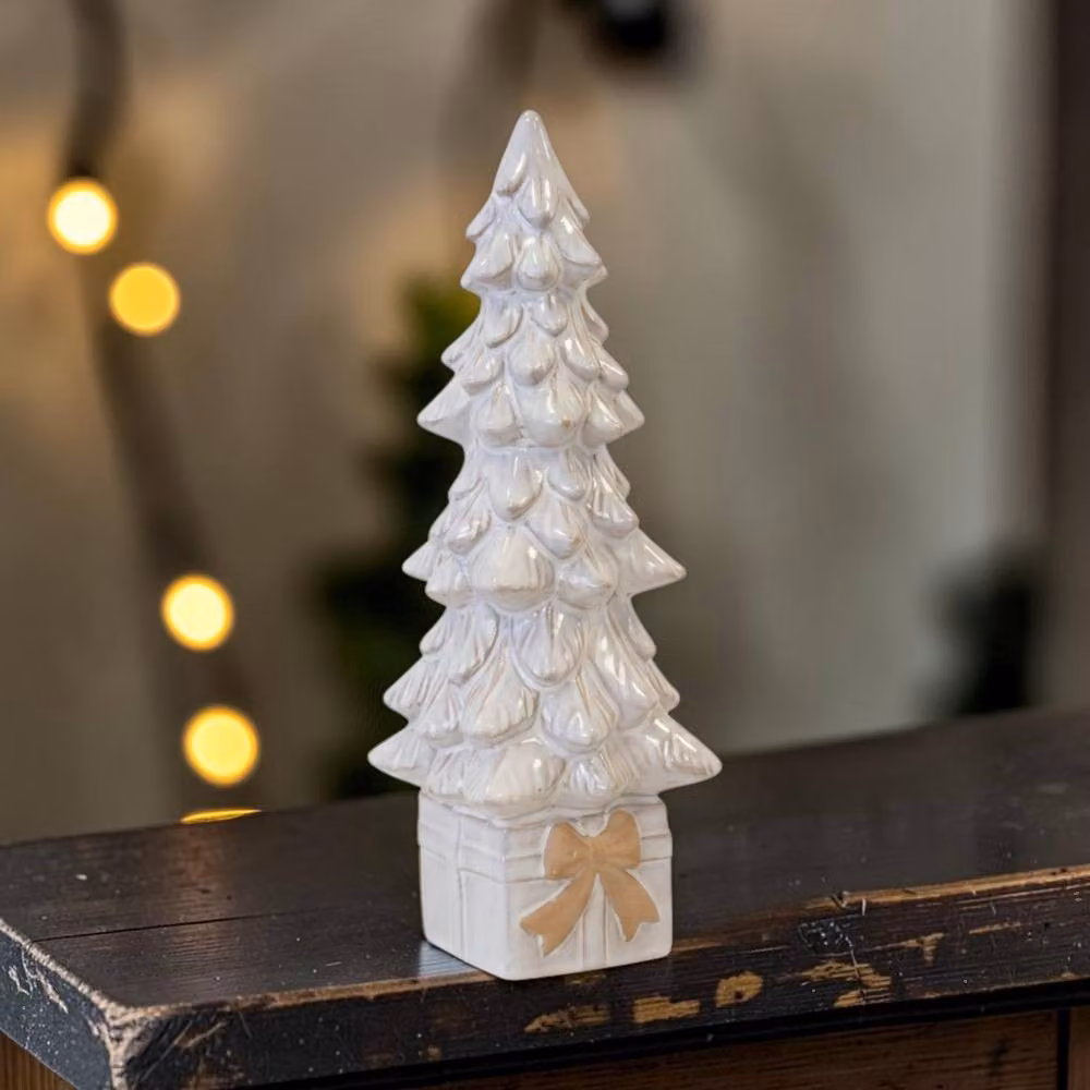 Four Candle White and Multicolour Abstract Ceramic Christmas Tree Ornament, Height: 30 cm – 2