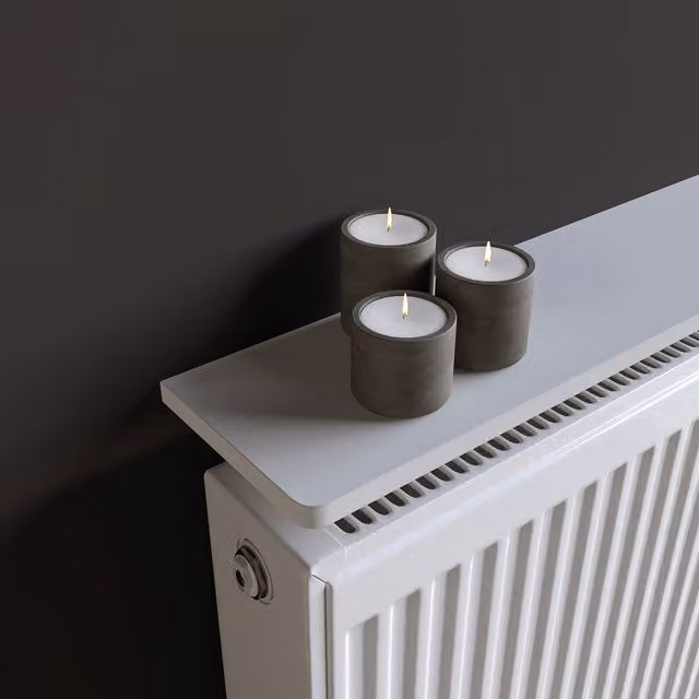 RBUK No Drilling Radiator Cover Shelf in Gloss White, MDF, Width: 60 cm
