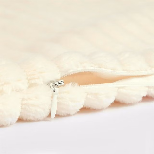 Sienna Pack of 4 Ribbed Fleece Cushion Covers in Beige, Yellow and White