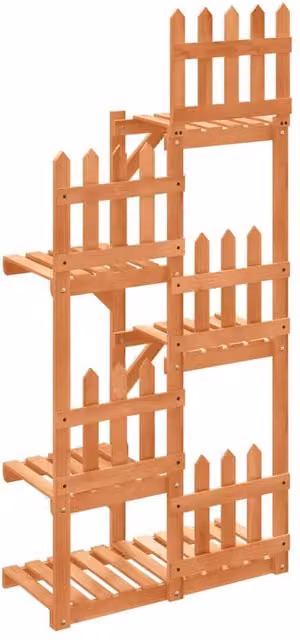 Berkfield Home Retro Wood Flower Stand in Brown, W/D/H: 60 x 25 x 130 cm
