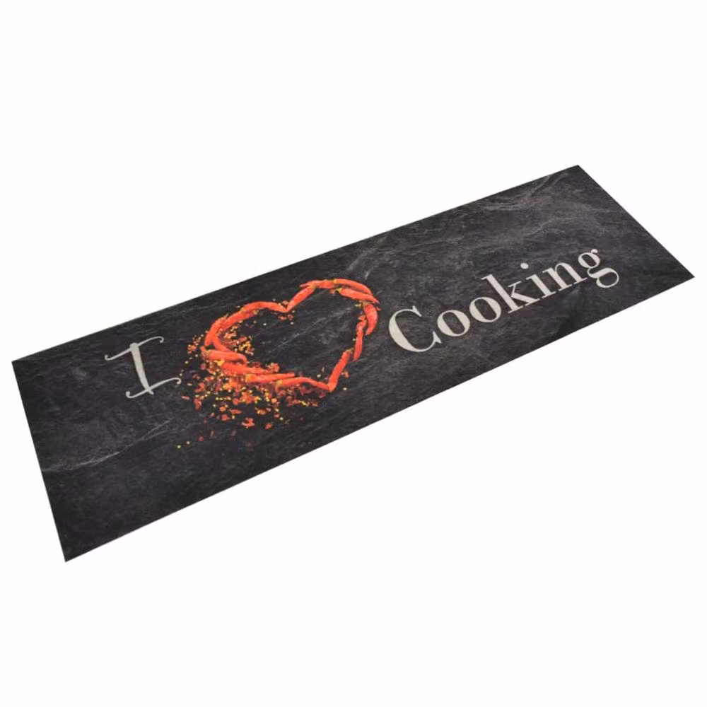 Berkfield Home Washable Velvet Kitchen Rug in Black and Multicolour, W: 45 cm, L: 150 cm – 2