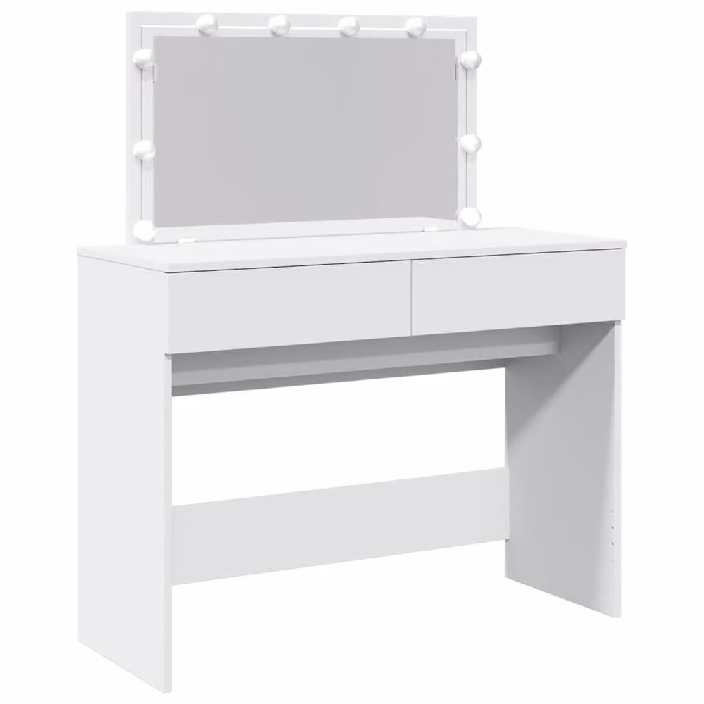 Berkfield Home Beautiful Modern White LED Dressing Table with Glass Top W/D/H: 100 x 40 x 120 cm – 3