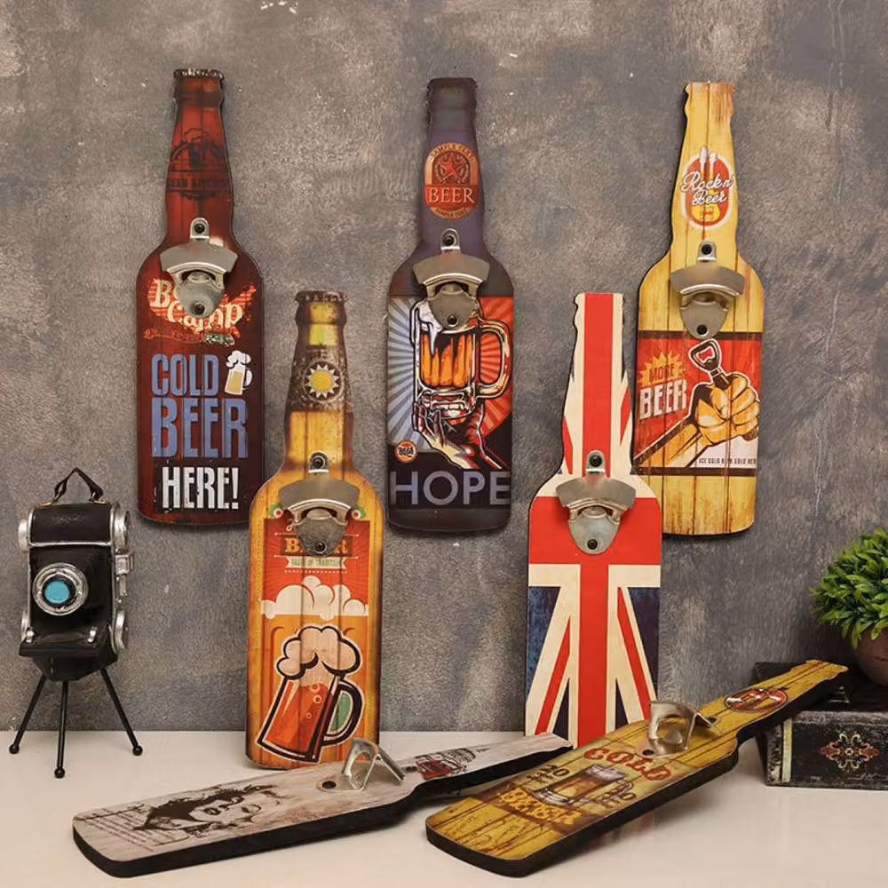 Quipulse Brown Metal Wall-Mounted Decorative Bottle Opener