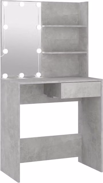 Berkfield Home Modern Hollywood LED Dressing Table in Concrete Grey W/D/H: 74.5 x 40 x 141 cm – 1