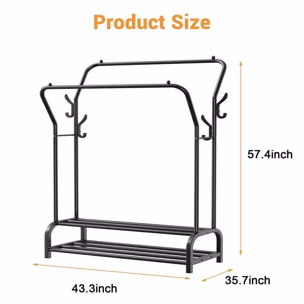 SPETLEK Matt Black Metal Clothes Rail and Garment Hanging Rack Display Stand – 3