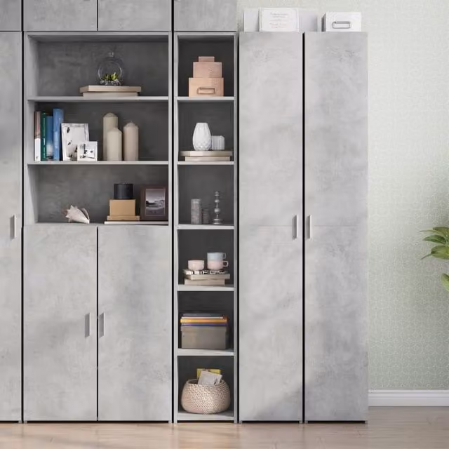 Berkfield Home Modern Highboard in Concrete Grey, W/D/H: 30 x 41 x 185 cm