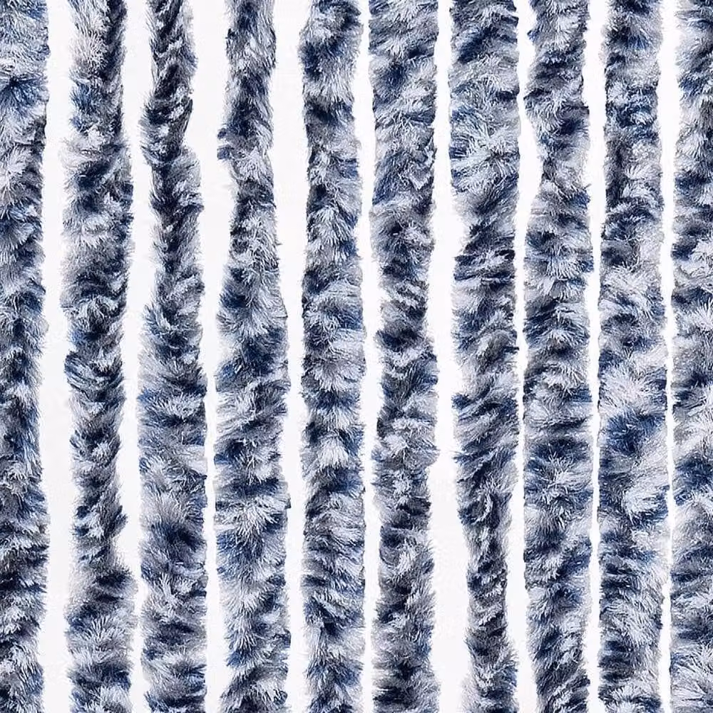 Berkfield Home Striped Chenille Insect Curtain in Blue, White and Silver, W/H: 90 x 220 cm – 6