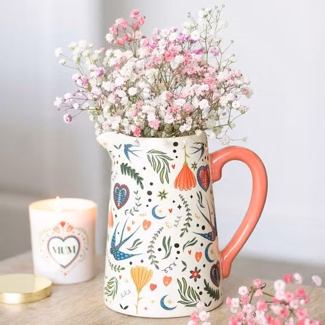 Kingsbury Gifts Multicolour Floral Print Ceramic Flower Jug Vase