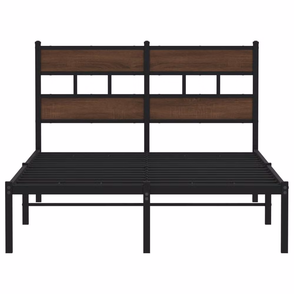 Berkfield Home Elegant Bed Frame with Headboard in Brown Oak, W/D/H: 120 x 190 cm – 4