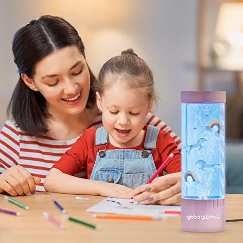 Global Gizmos Magical Unicorn Rainbow Bubble Lamp with Rose Gold Base and 7 Colour Changing LED Mood Lights – 5