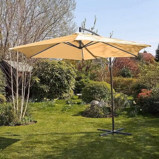 Home Source Gozo Aluminium Overhanging Cantilever Vented Parasol in Beige