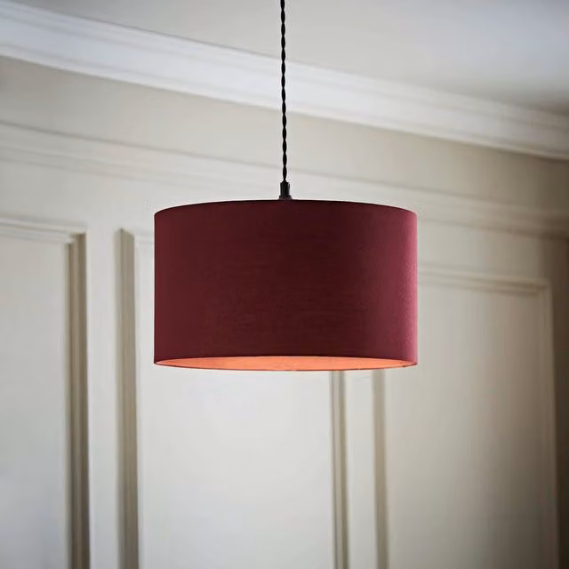 ValueLights Reni Plum Fabric Drum Ceiling Lamp Shade, Diameter: 35 cm – 1