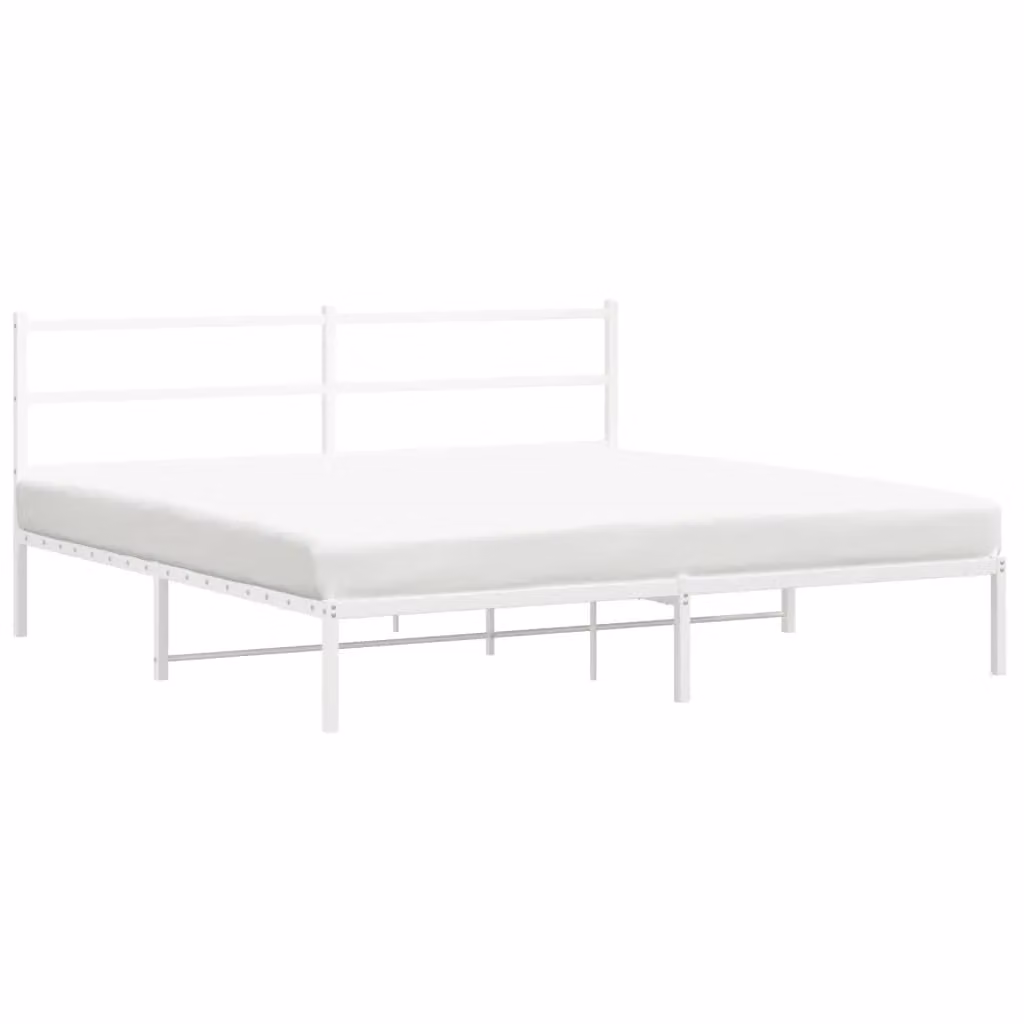 Berkfield Home Metal Bed Frame with Headboard, White, W/D/H: 193 x 203 cm – 2