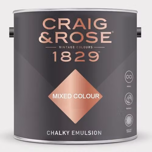 Craig & Rose 1829 Chalky Emulsion White Matt Water Based Paint, 2.5 l
