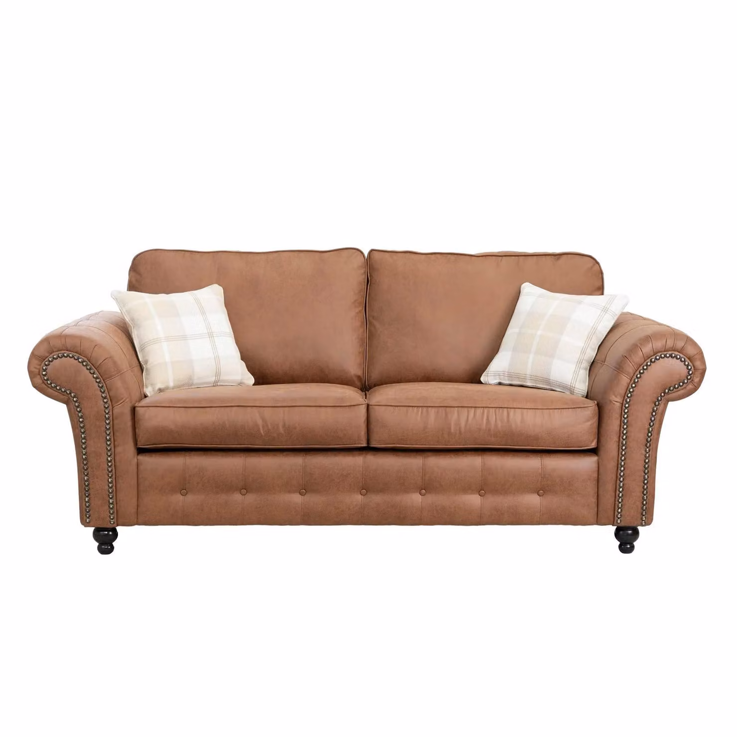 LUXURY LIFE Oakley Suede Fabric Sofa Set in Brown – 3
