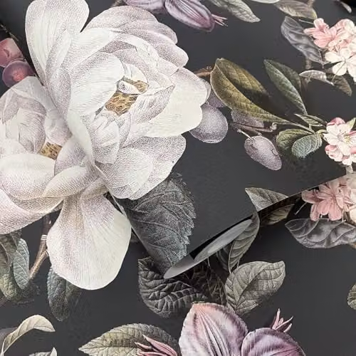 Holden Decor Pyrus Fruits Pears Plums and Blossoms Themed Botanical Wallpaper in Charcoal Grey – 3