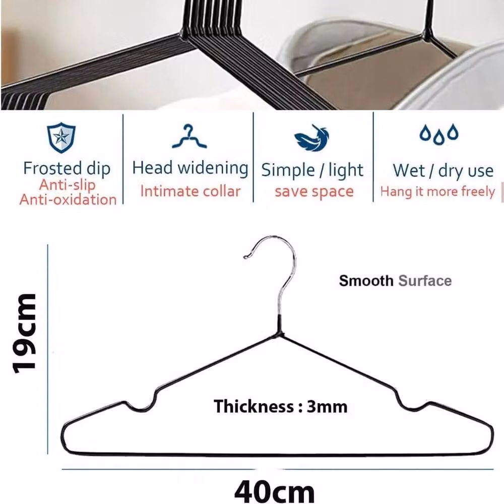 ATEK 20 Pack Non-Slip Rubber-Coated Metal Clothes Hangers in Black – 2