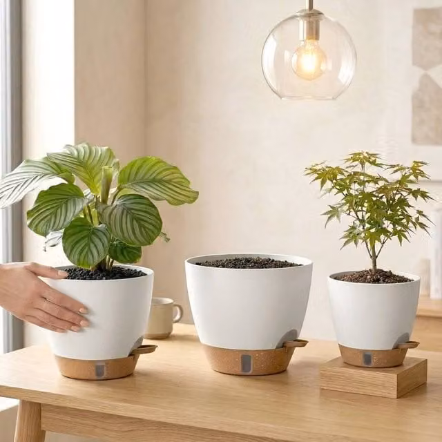 EONLION White Self Watering Indoor Plant Pots, 3 Pieces – 1