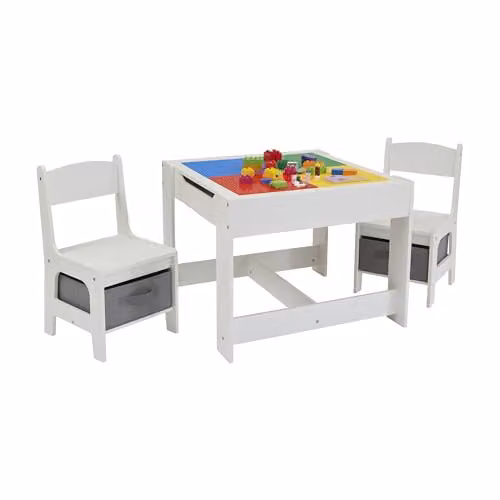 Liberty House Toys White and Grey Construction Top Table with Two Chairs, W/D/H: 60 x 48 x 60 cm – 2