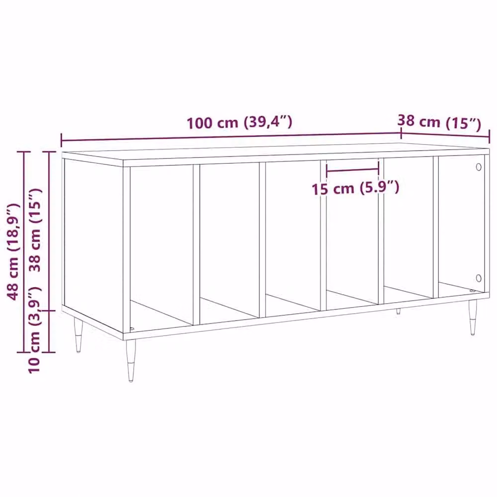 Berkfield Home Modern Black Oak Record Cabinet, W/D/H: 100 x 38 x 48 cm – 6