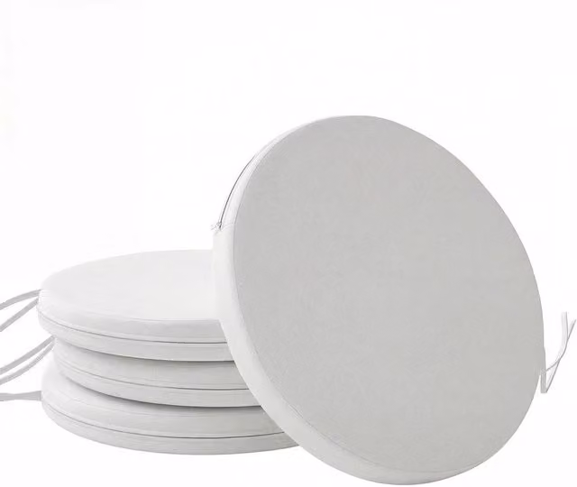 SPETLEK Set of 4 White Square Bistro Chair Cushion Pads with Foam Filling