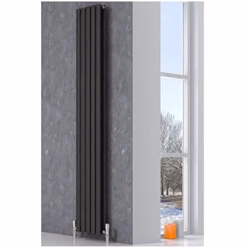 Reina Neva Anthracite Vertical Designer Double Panel Radiator H: 150 cm, W: 47.2 cm