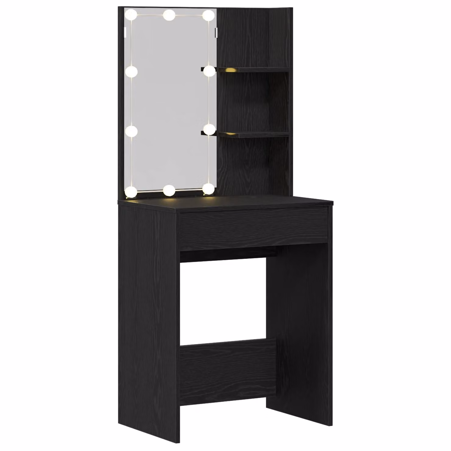 Berkfield Home Hollywood LED Dressing Table in Black Oak, W/D/H: 60 x 40 x 140 cm – 2