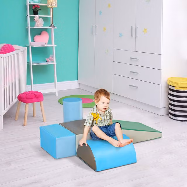 HOMCOM 5 Piece Foam Climb and Crawl Sensory Activity Playset in Multi-colour