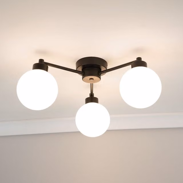 Jonah 3 Way Flush Ceiling Light Fitting with LED Bulbs in Black