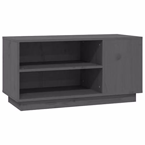 vidaXL Modern Grey Solid Wood Pine TV Cabinet W/D/H: 80 x 35 x 40.5 cm – 1