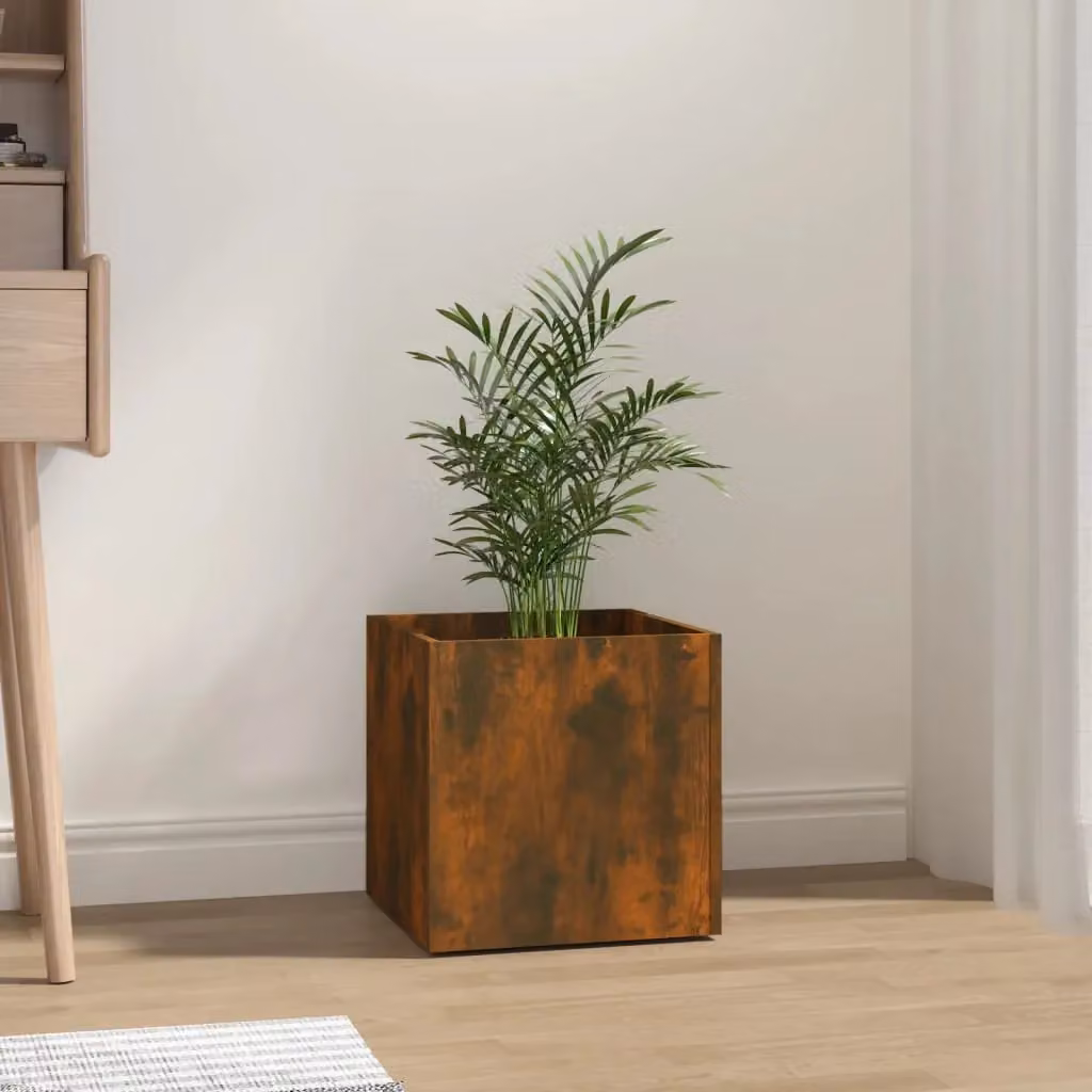 Berkfield Home Smoked Oak Planter Box in Brown, W/D/H: 40 x 40 x 40 cm – 2