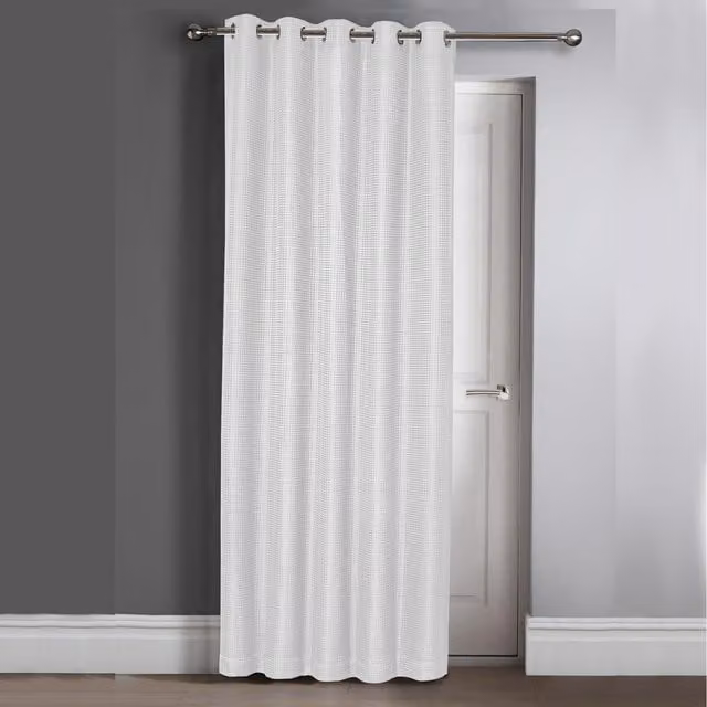 Velosso Classic White Blackout Fabric Door Panel Curtain with Eyelets
