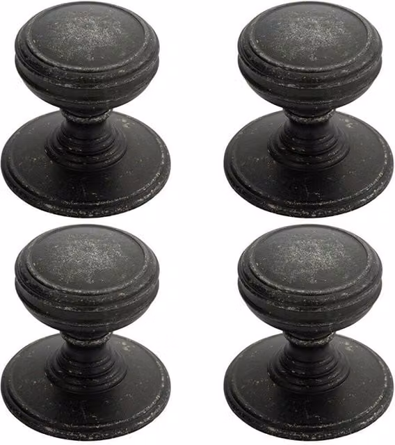 Loops 4x Matt Pewter Ringed Tiered Cupboard Door Knobs, 38mm Diameter – 1