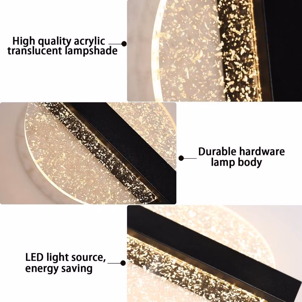 COMELY Modern Round LED Indoor Wall Light, 18W, Black, Warm White – 4