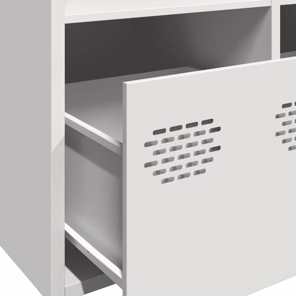 Berkfield Home Industrial Sideboard in White Matt Metal, W: 101.5 cm, D: 39 cm, H: 73.5 cm – 3