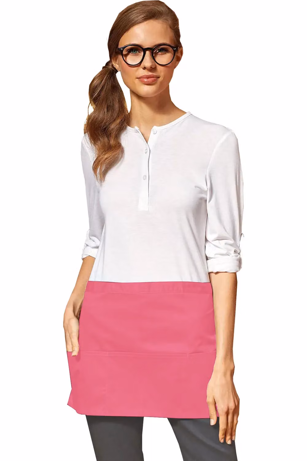 Premier Women's 3 Pocket Poly-Cotton Workwear Apron in Pink – 2