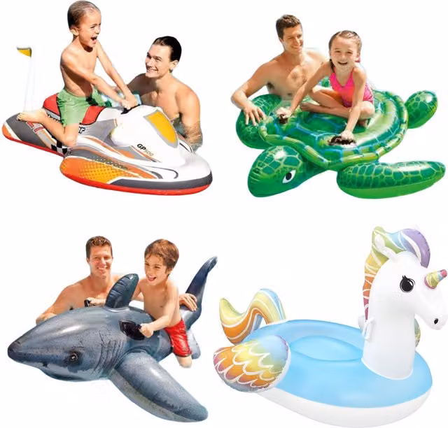 Intex 4 in 1 Swimming Pool Ride On Multicolour Unicorn, Sea Turtle, Wave Rider and Shark