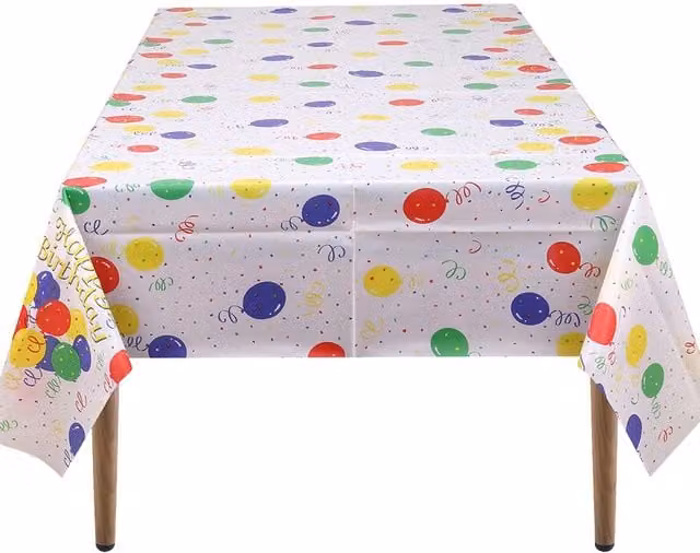 Neel Blue PVC Tablecloth with Dot Confetti Print, W/D/H: 137 x 274 cm – 1