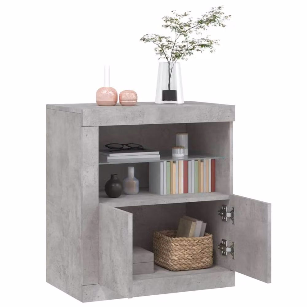 Berkfield Home Modern Sideboard with Integrated LED Lights in Concrete Grey, W: 60.5 cm, D: 37 cm, H: 67 cm – 3