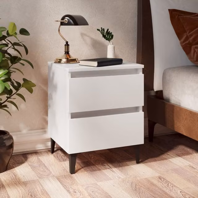 Berkfield Home Bed Cabinet in White, W/D/H: 40 x 35 x 50 cm