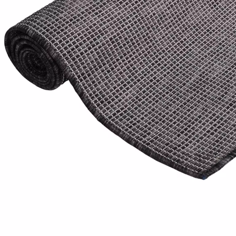 Berkfield Home Grey Round Outdoor Flatweave Rug, Diameter: 100 cm