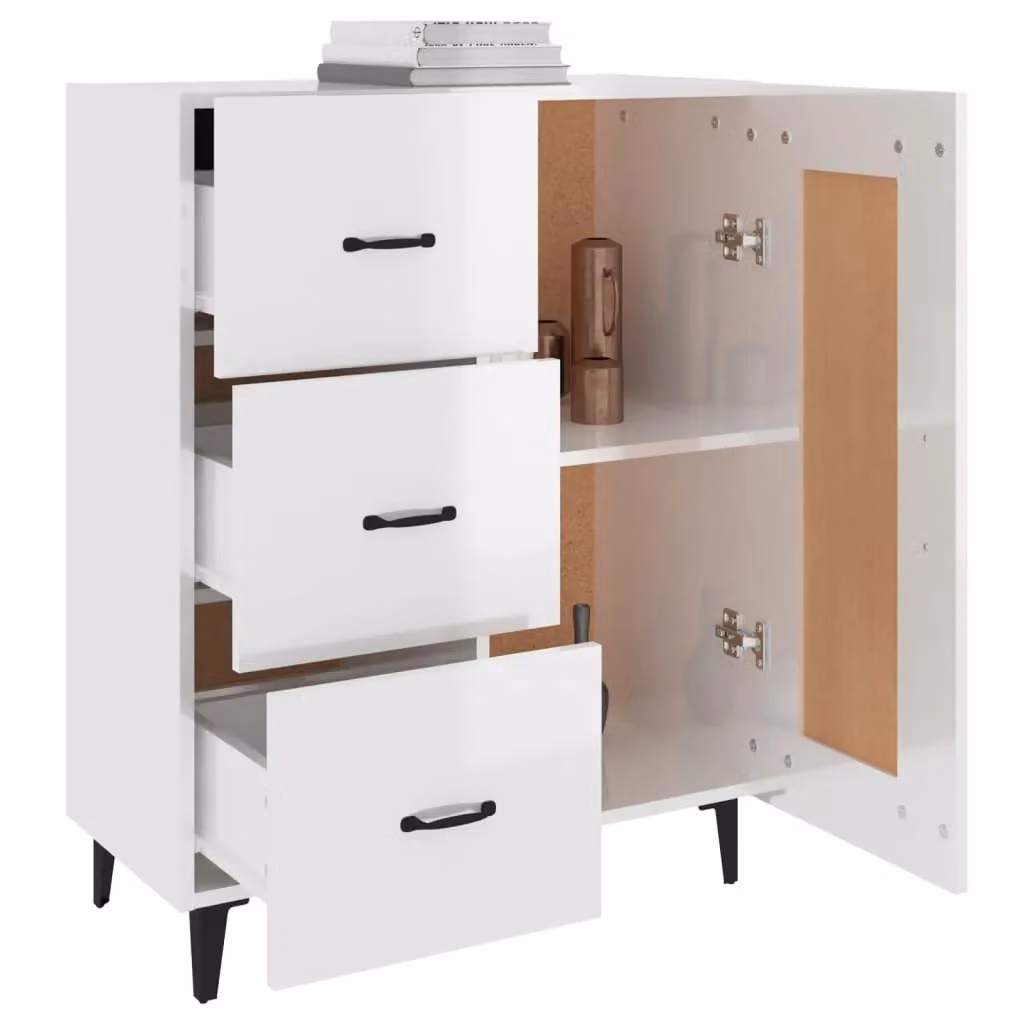 Berkfield Home High Gloss White Sideboard in Engineered Wood W/D/H: 69.5 x 34 x 90 cm – 2